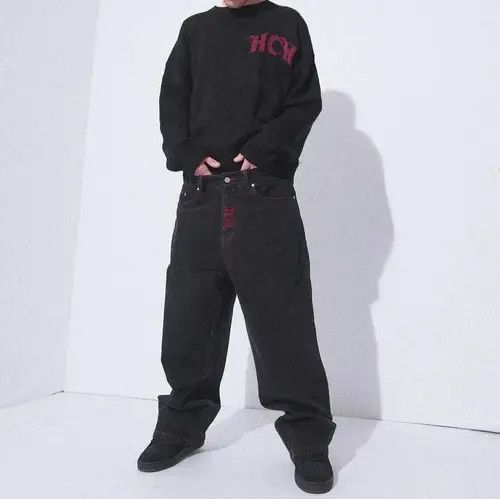 Japanese Brand Retro Y2K jeans skeleton straight Trousers Wide Leg Size US 34 / EU 50 - 2 Thumbnail