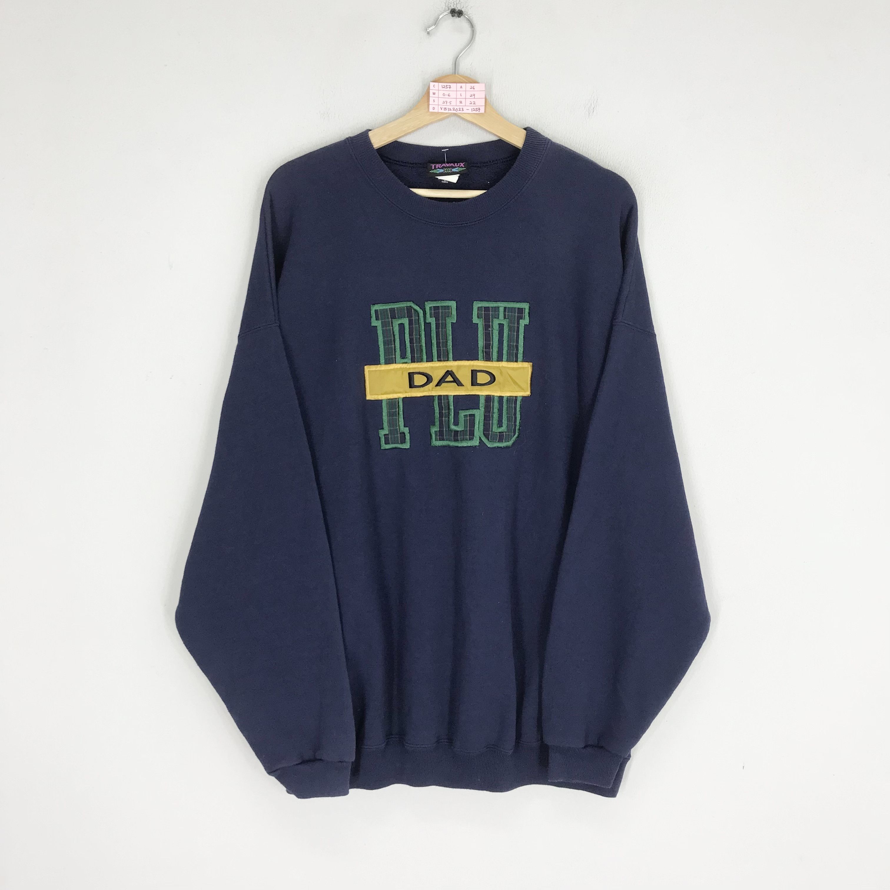 image of Made In USA x Vintage 90's Embroidery Spell Out Dad Sweatshirt Great Papa in Blue Black (Size 2XL)