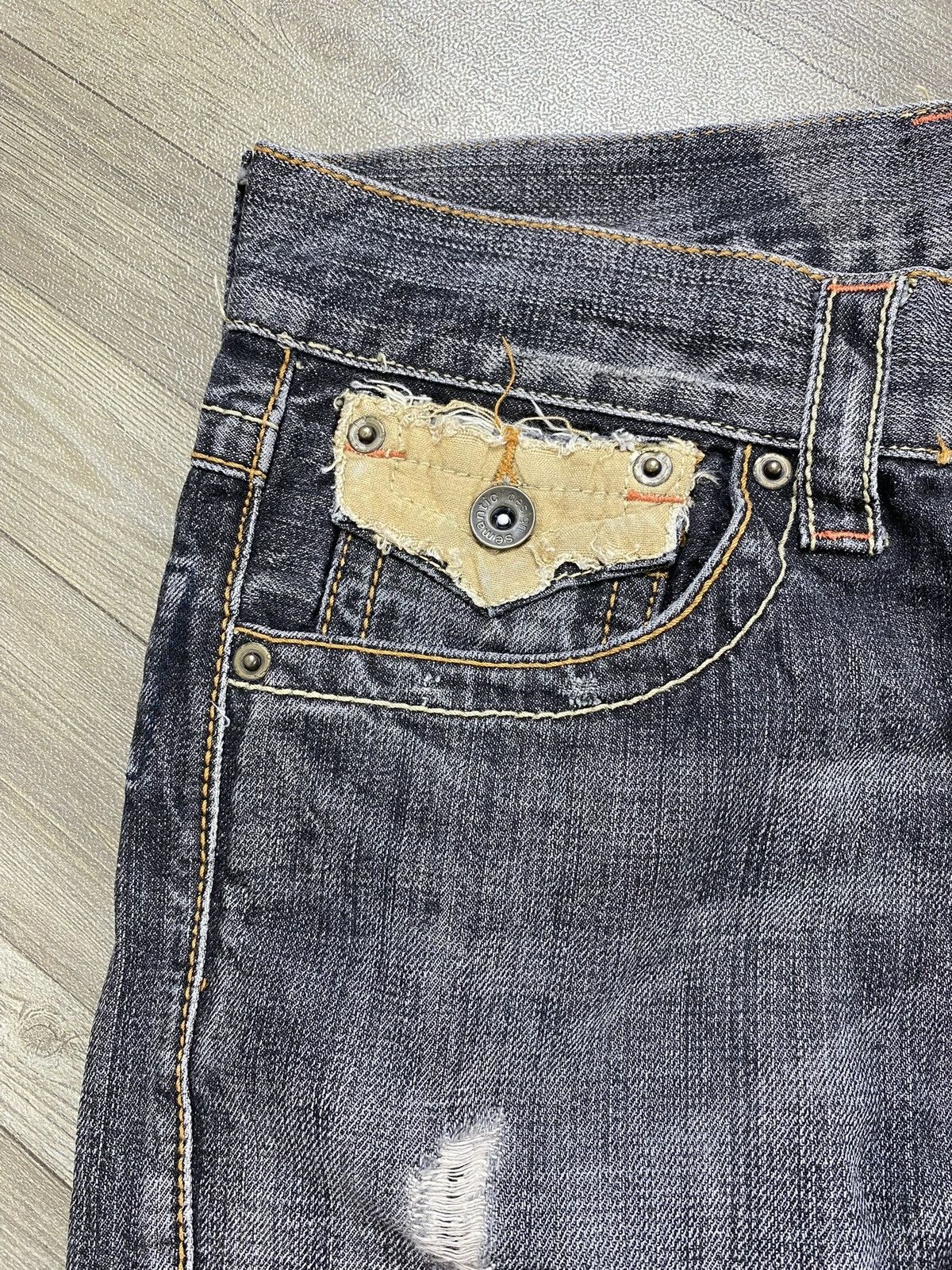 If Six Was Nine × Le Grande Bleu (L.G.B.) × Tornado Mart 2000s Semantic Design Distressed Punk Lgb Y2k Flared Jeans Size US 29 - 10 Thumbnail