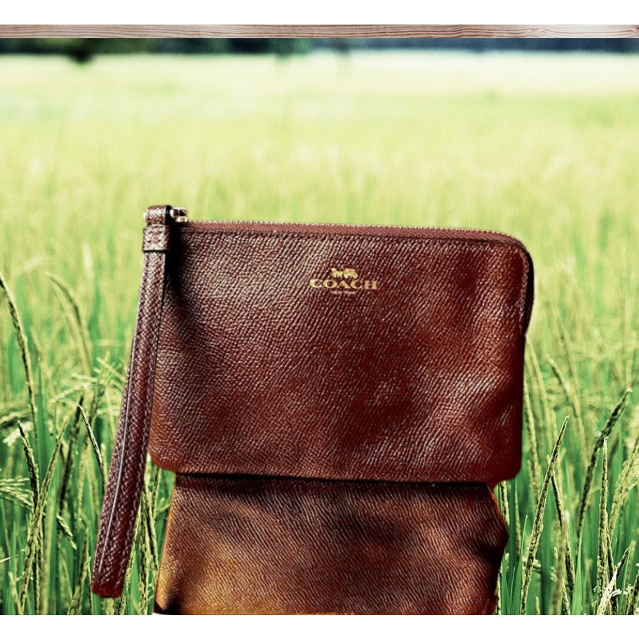 Coach Coach Corner Brown Cross Grain Leather Wristlet Size ONE SIZE - 1 Thumbnail
