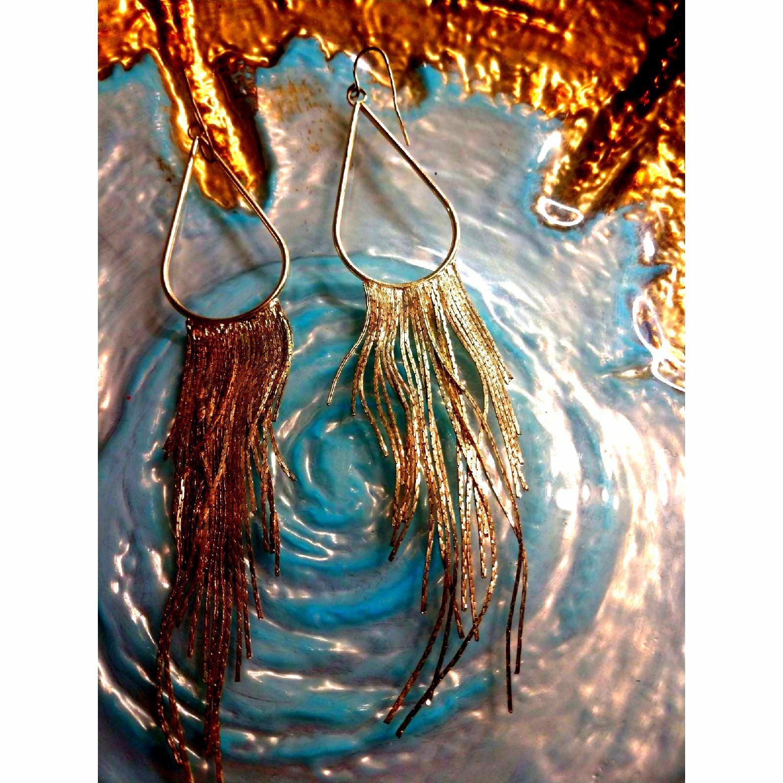 Vintage 10kgp Gold Tassel Like Earrings Size ONE SIZE - 1 Thumbnail