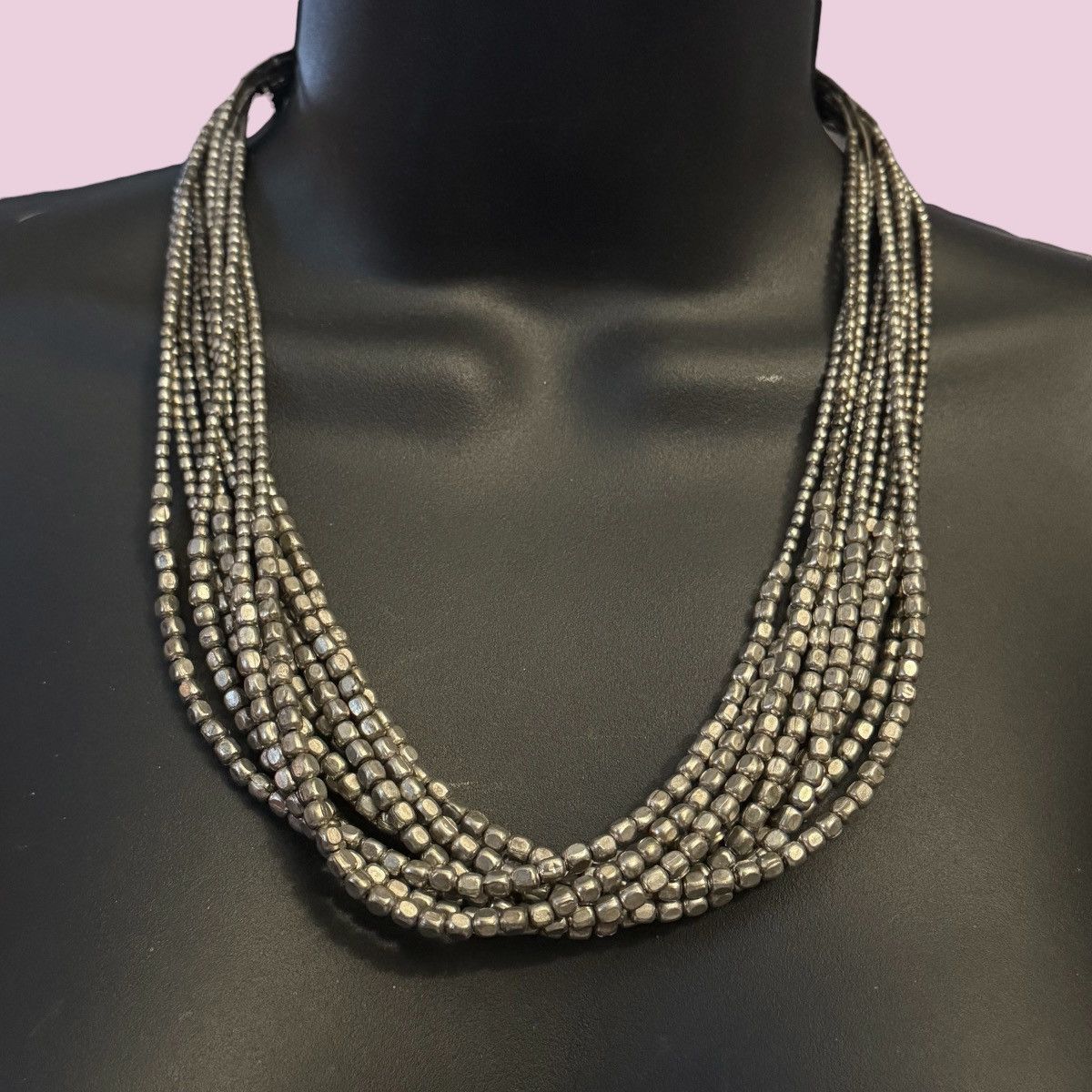 Other Silver tone multi strand cube bead necklace Size ONE SIZE - 1 Thumbnail