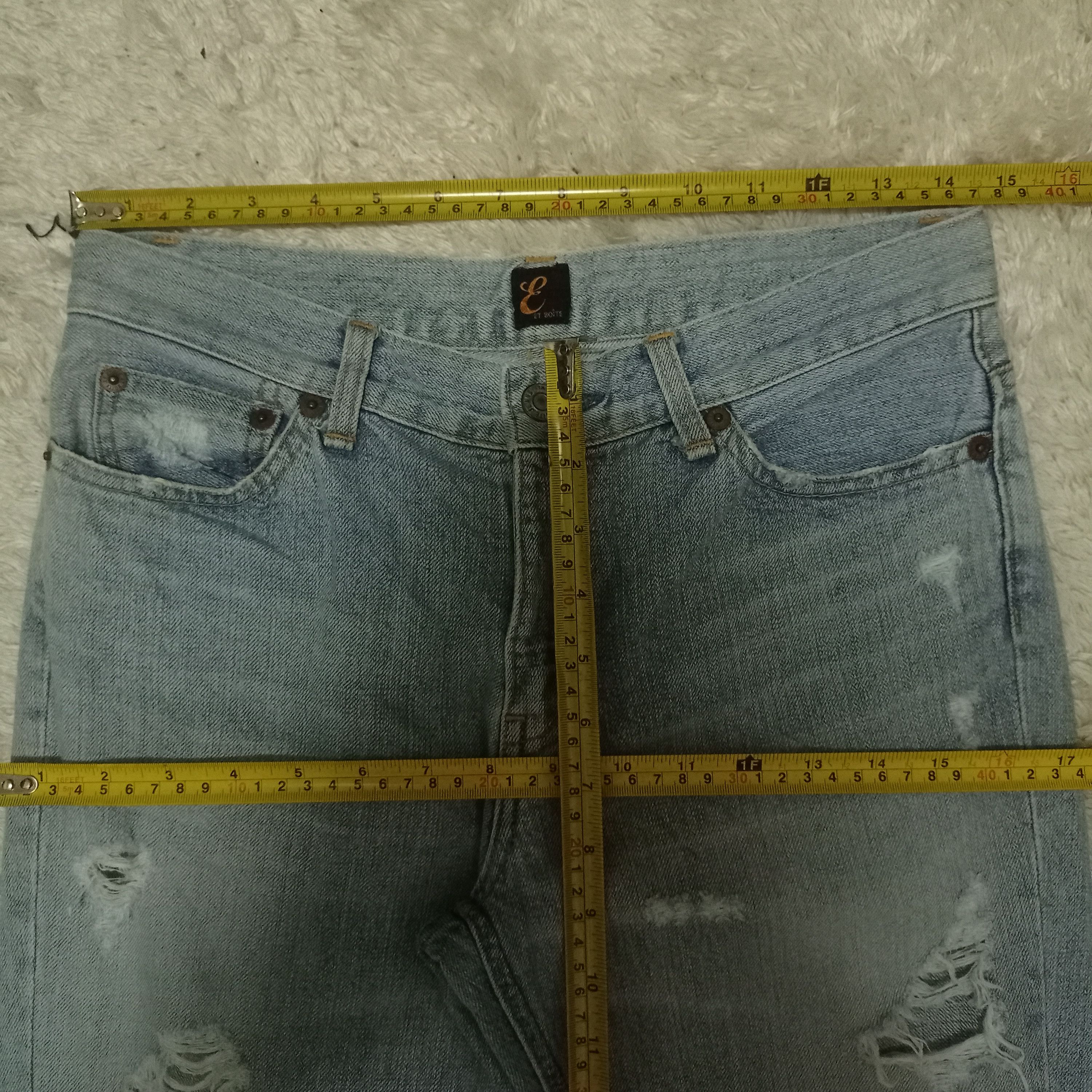 Japanese Brand Vintage BLUE WAY ET BOITE Blue Wash Distressed Jeans 29x31 Size US 29 - 7 Thumbnail