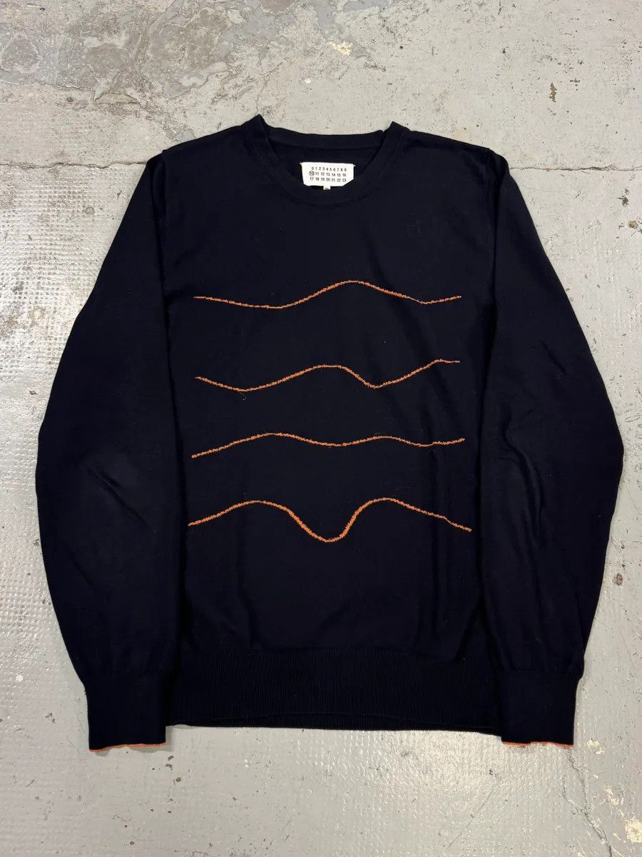 Designer × Maison Margiela × Vintage SS2016 Maison Margiela Navy Lined Signature Sweater Size US L / EU 52-54 / 3 - 1 Thumbnail