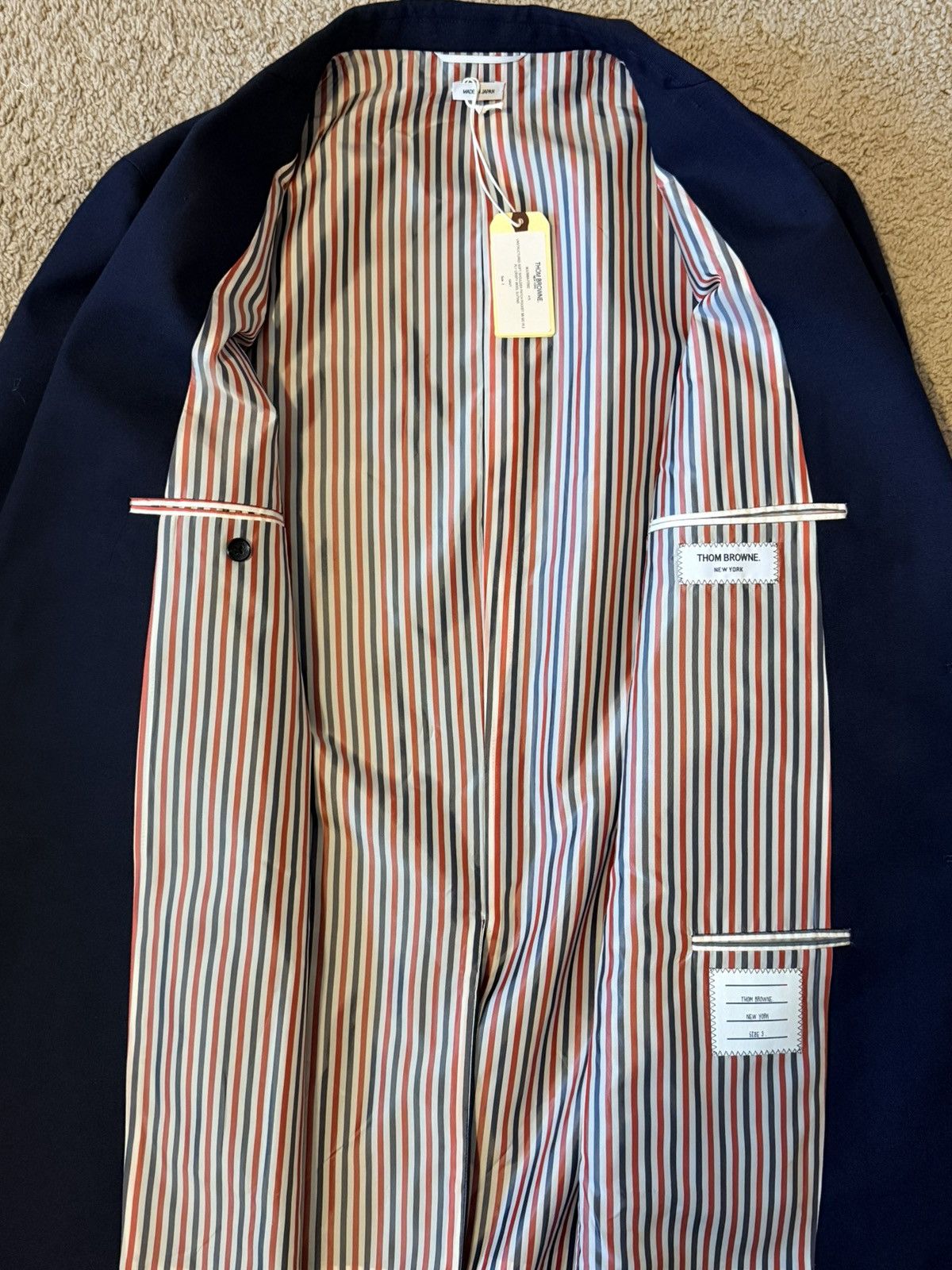 Thom Browne [NWT] Thom Browne Navy Virgin Wool Peak Lapel Blazer Size 42R - 6 Thumbnail