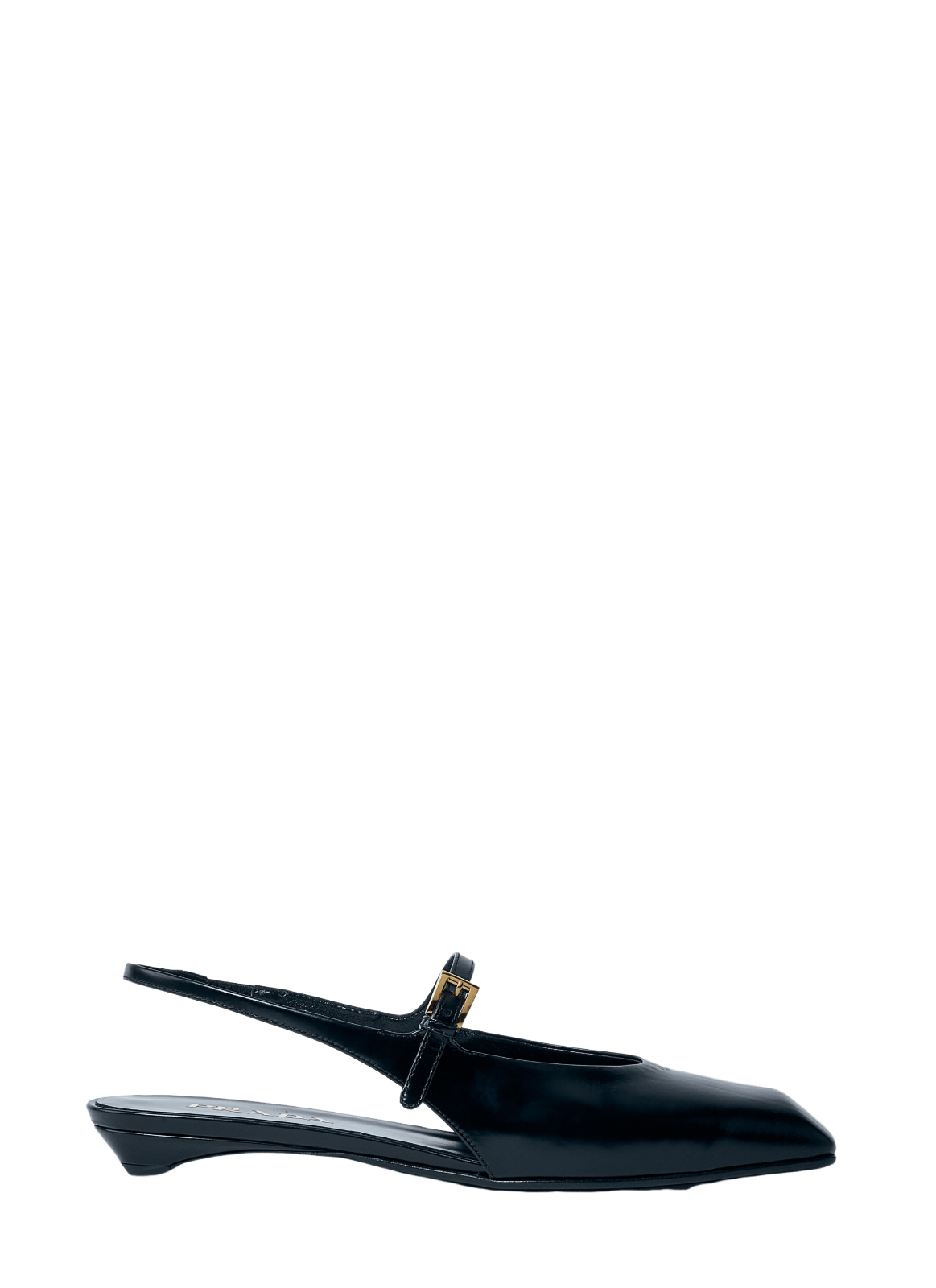 PRADA New Black Brushed Leather Slingback Ballerinas