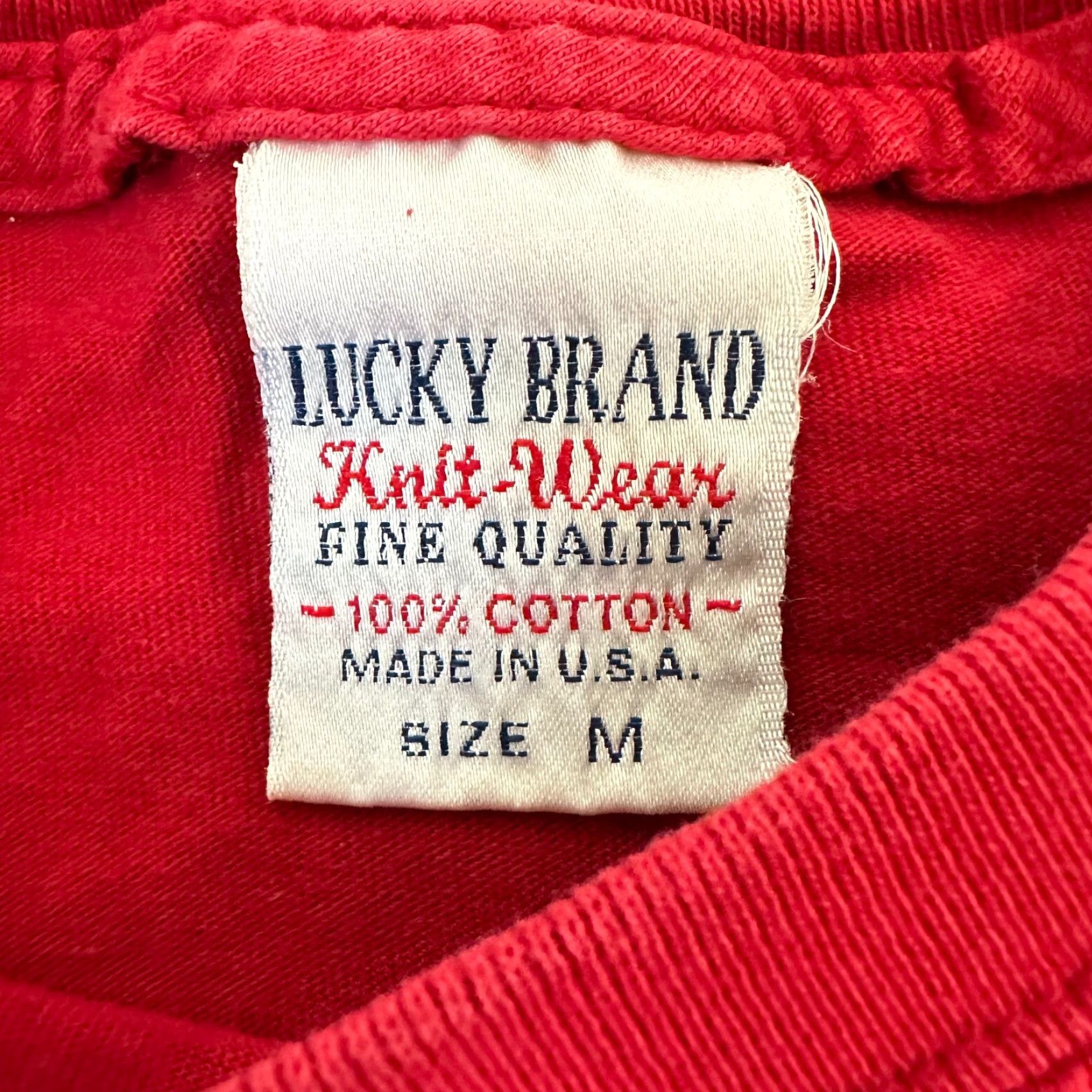 Lucky Brand Lucky Brand Shirt Adult M Red Crew Neck Short Sleeve Cotton Men's Tee Casual All Seasons Breathing Pockets Made in USA Size US M / EU 48-50 / 2 - 4 Thumbnail