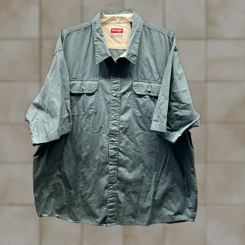 Wrangler Wrangler Shirt 3XL Blue Cotton Canvas Button-Up Workwear Mens Shirt Size US XXL / EU 58 / 5 - 1 Thumbnail