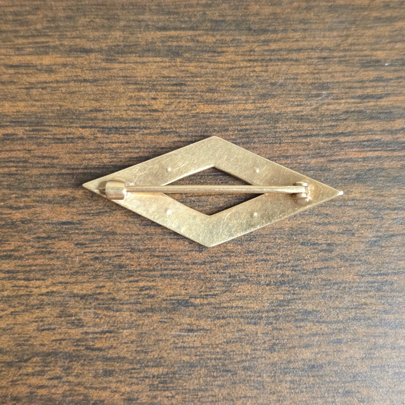 Vintage Antique Art Deco 10K Yellow Gold Seed Pearl Lozenge Brooch Size ONE SIZE - 3 Thumbnail
