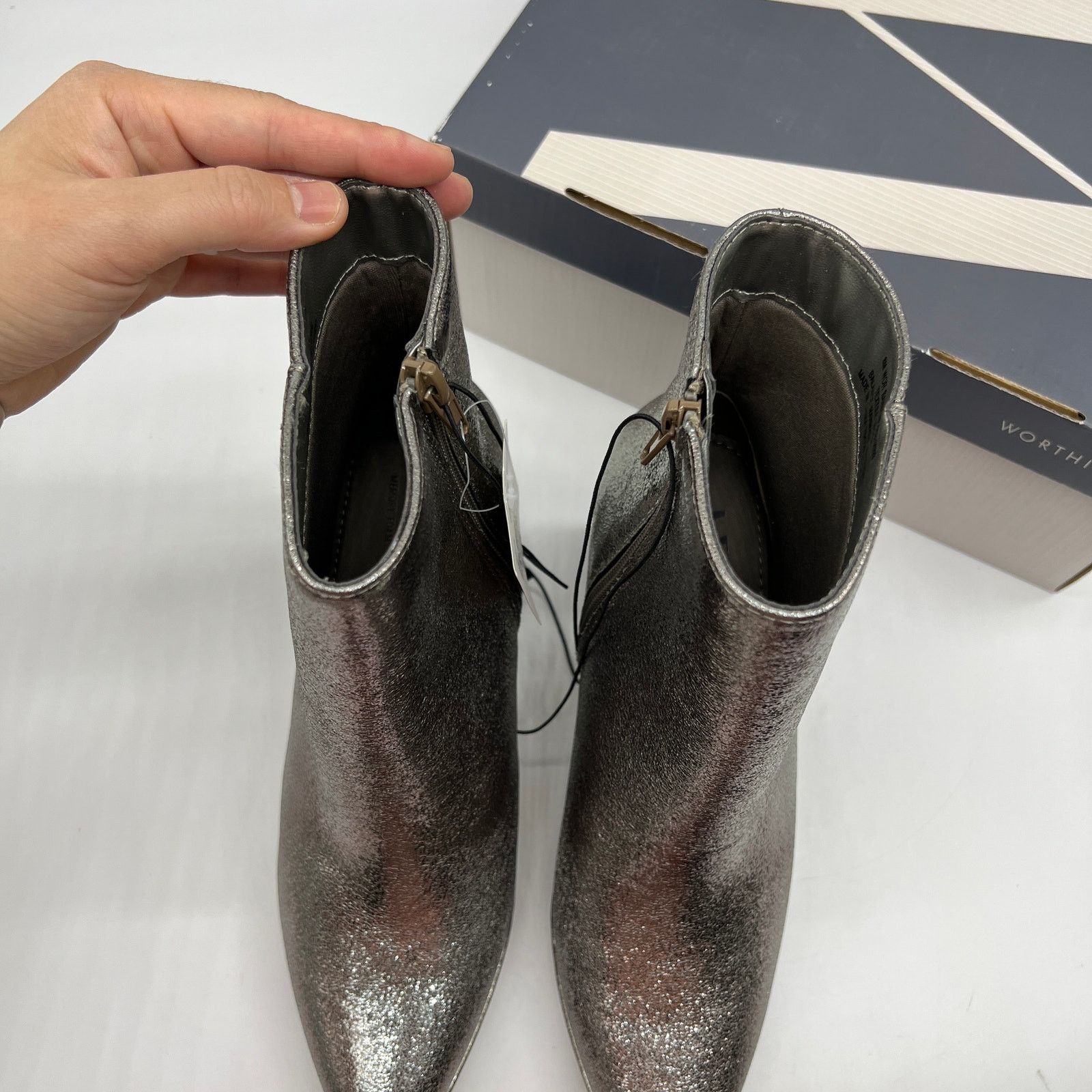 Other Worthington Womens Bannow Flared Heel Booties Pewter Size US 8 / IT 38 - 4 Thumbnail