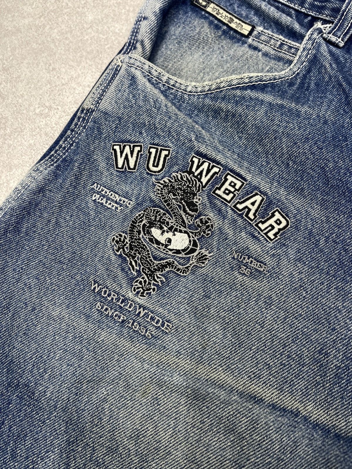 Wu-Tang Clan Vintage Wu Tang Clan Wu Wear Baggy Denim Jeans Blue Big Logo Size US 34 / EU 50 - 11 Thumbnail
