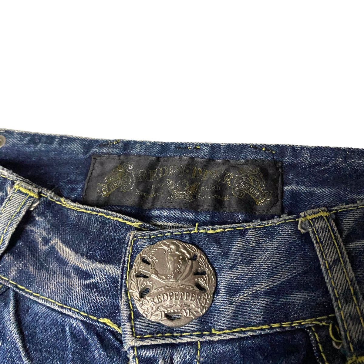 If Six Was Nine × Japanese Brand × Le Grande Bleu (L.G.B.) Lolita Red Pepper Flared Seawash Patched Jeans Size US 28 / EU 44 - 7 Thumbnail