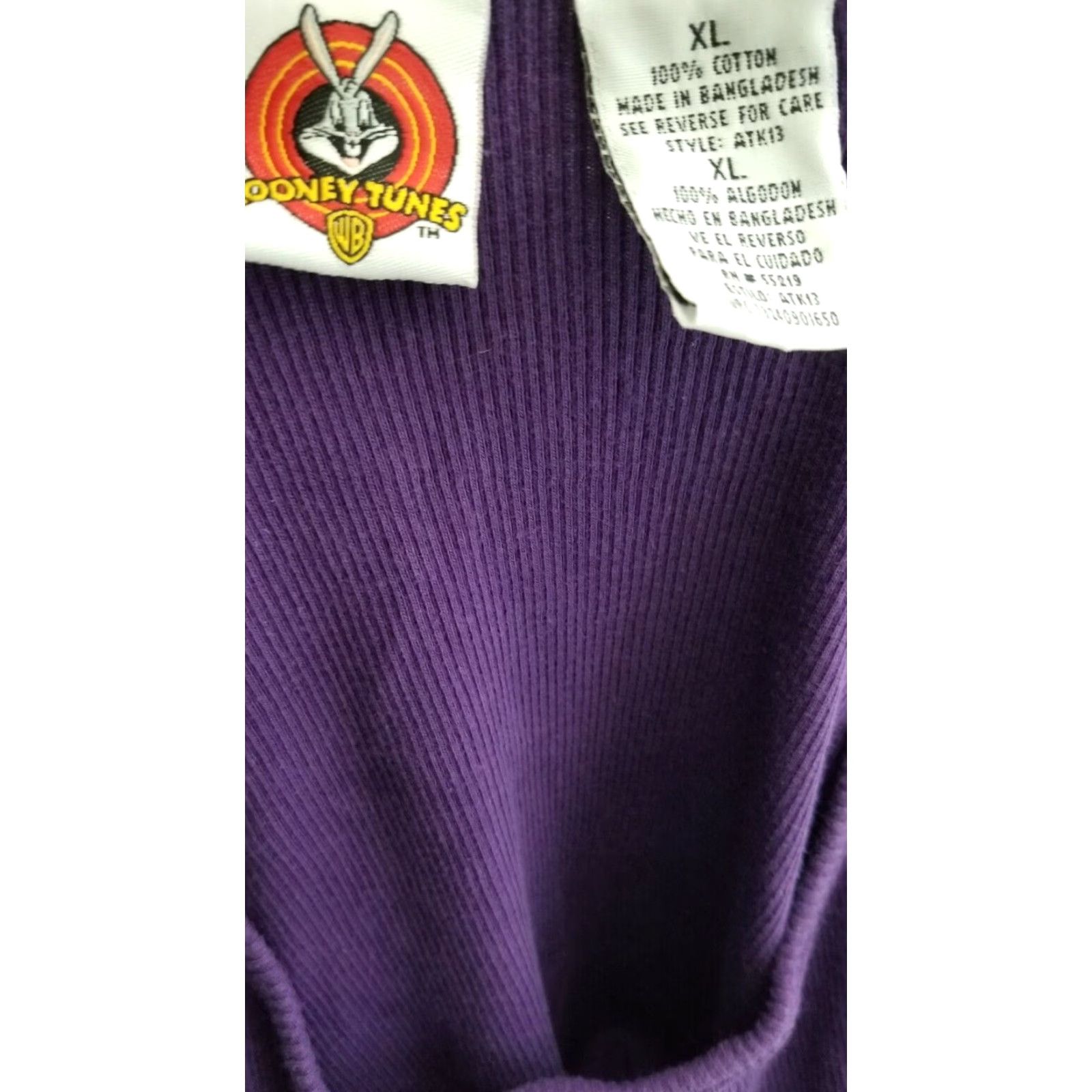 Vintage VINTAGE Looney Tunes Tweety Henley T Shirt Womens XL Ribbed Embroidered 90s Purple 1990s Size XL / US 12-14 / IT 48-50 - 4 Thumbnail