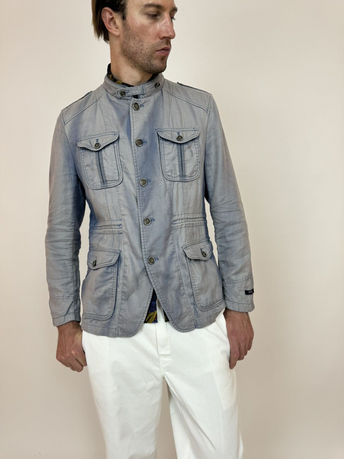 Other JEREM Unlined Blazer jacket stand up collar Linen/cotton Size 52R - 3 Thumbnail