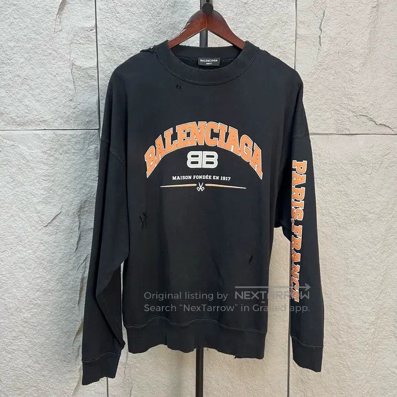 Balenciaga Balenciaga Washed Distressed Double B Letter Logo Sweatshi Size US M / EU 48-50 / 2 - 1 Thumbnail