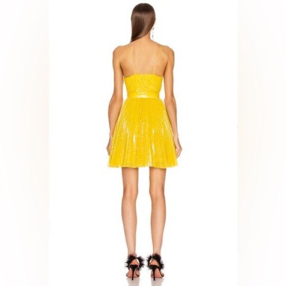 MSGM MSGM all over Yellow Sequin pleated skirt strap sleeve dress Size L / US 10 / IT 46 - 3 Thumbnail