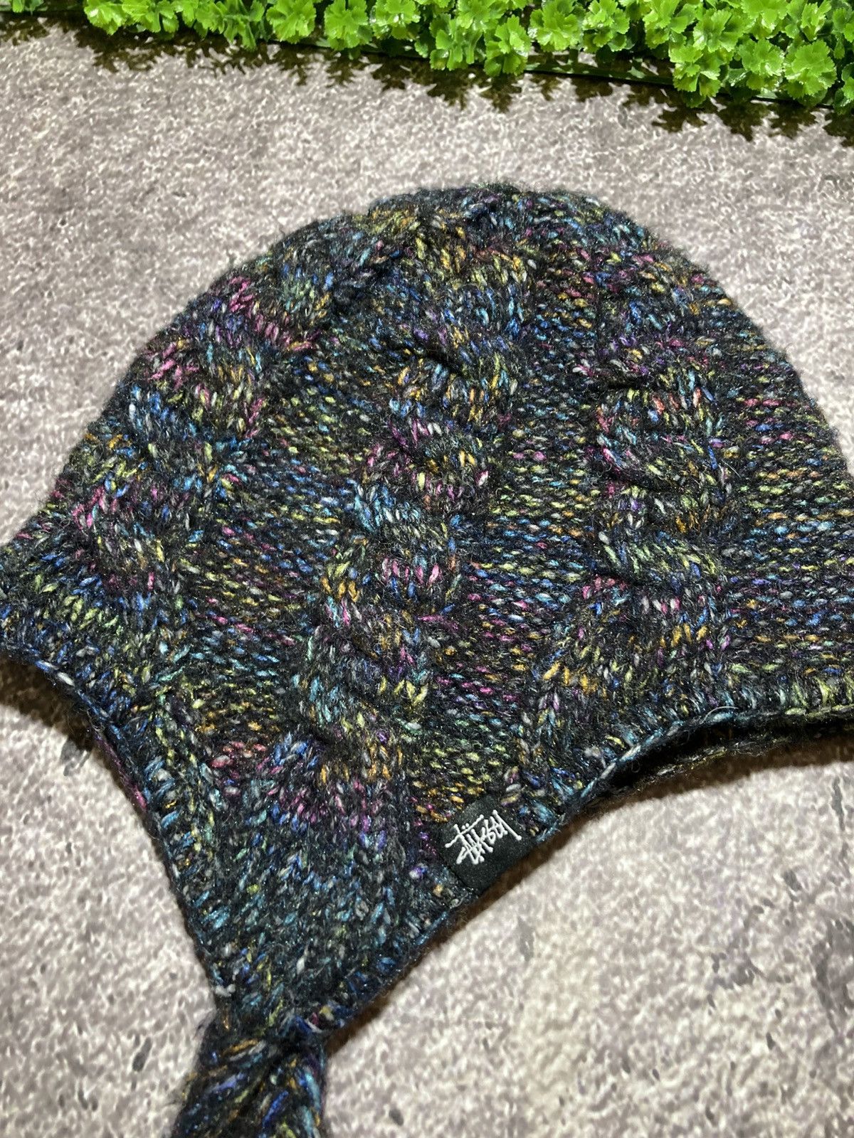 Stussy Vintage Stüssy Chullo Hat Earflap Beanie Cable Knit Fleece Size ONE SIZE - 4 Thumbnail