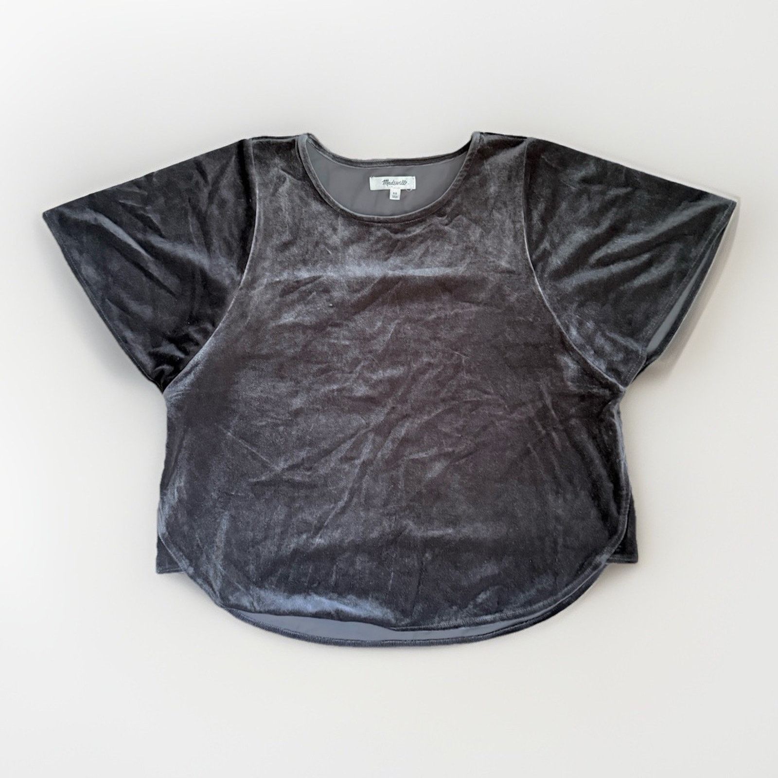 Madewell MADEWELL Velvet Butterfly Top Women's XS Gray Short Sleeve Size XS / US 0-2 / IT 36-38 - 2 Thumbnail