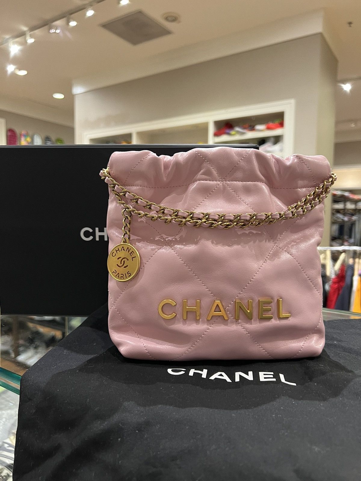 Chanel Chanel Mini Quilted 22 Hobo Bag Pink Size ONE SIZE - 1 Thumbnail