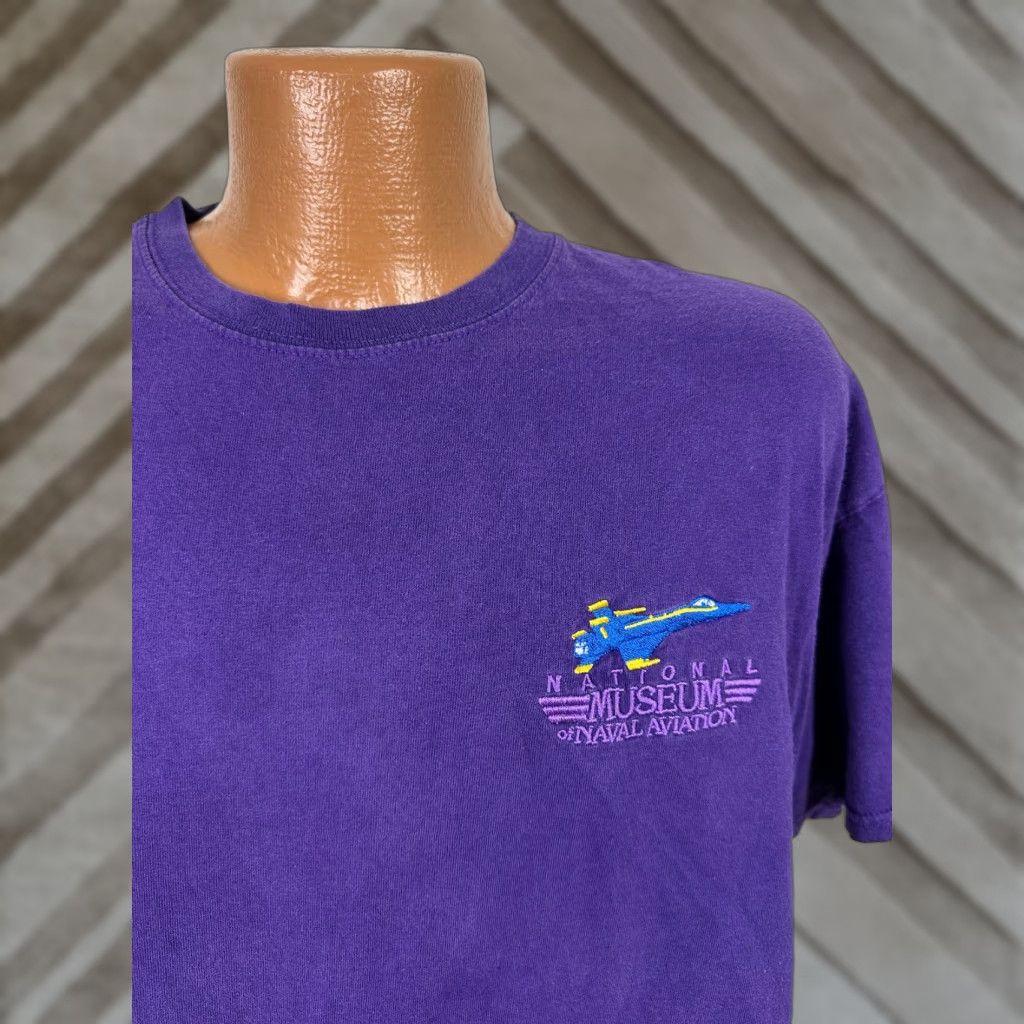 Gildan VINTAGE Gildan National Museum of Naval Aviation T-Shirt Men's XL Purple Military Outdoor Jersey 2000s Size US XL / EU 56 / 4 - 1 Thumbnail