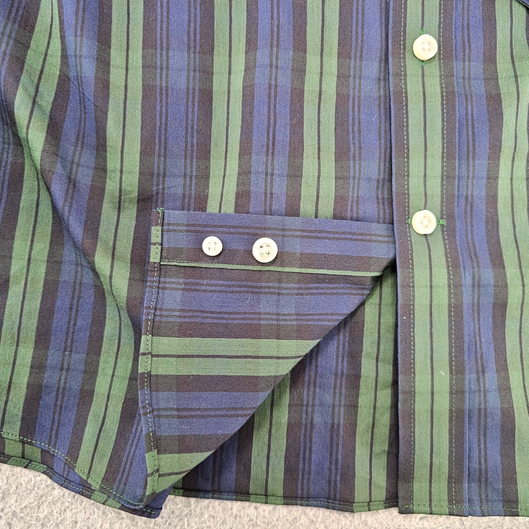 Stafford Stafford Men's Dress Shirt Slim Green 15.5 32/33 Cotton Blend Smooth Stretch Button Collar Shirt Mens Slim Check Casual Wedding Travel Size 40R - 4 Thumbnail