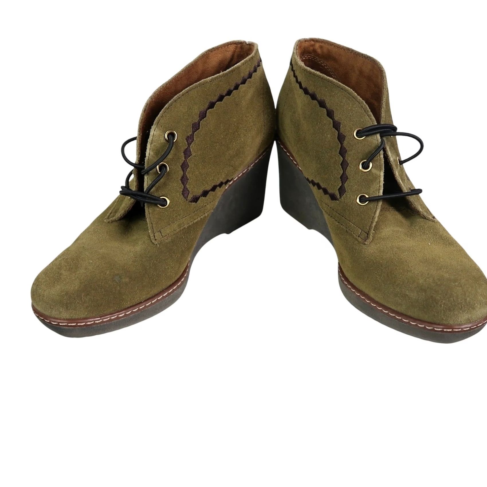 Naturalizer Naturalizer Olive Green Suede Leather Lace-Up Wedge Ankle Boots Size 8 Womens Size US 8 / IT 38 - 3 Thumbnail