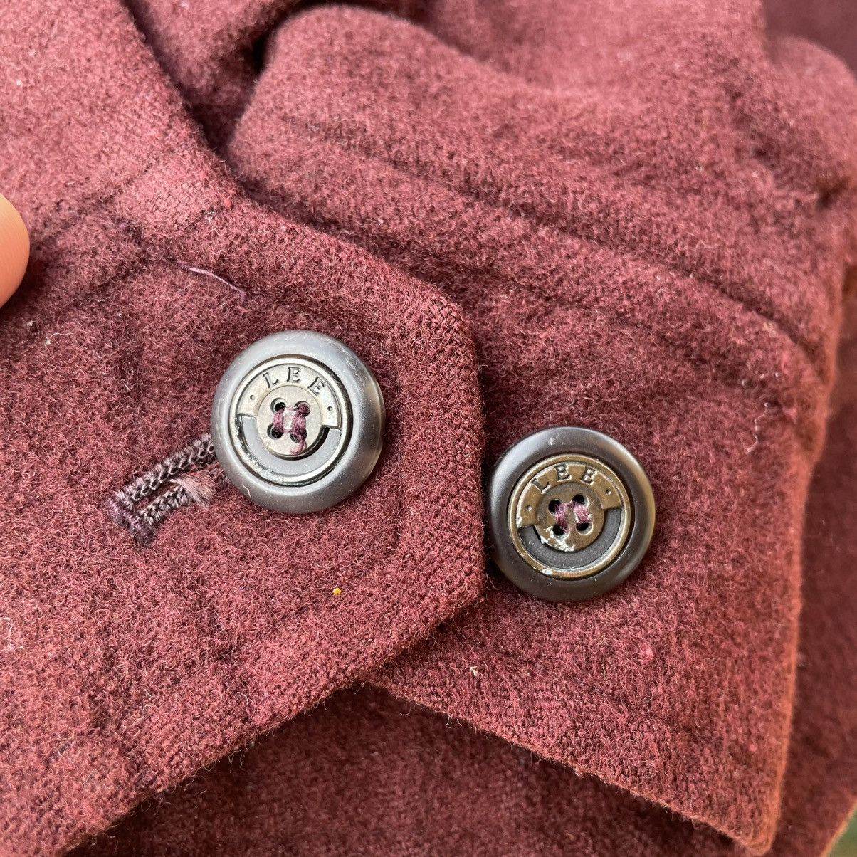 Lee 🔥Vintage Lee Small Logo Full Zipper Wool Maroon Jacket Size US M / EU 48-50 / 2 - 9 Thumbnail