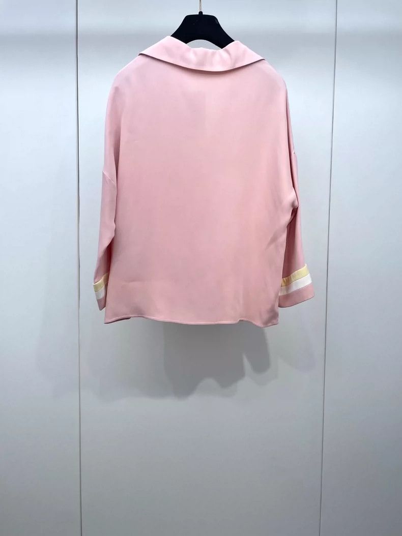Loro Piana Loro piana Color-blocked V-neck silk long sleeves 2506-Next Size XS / US 0-2 / IT 36-38 - 2 Thumbnail