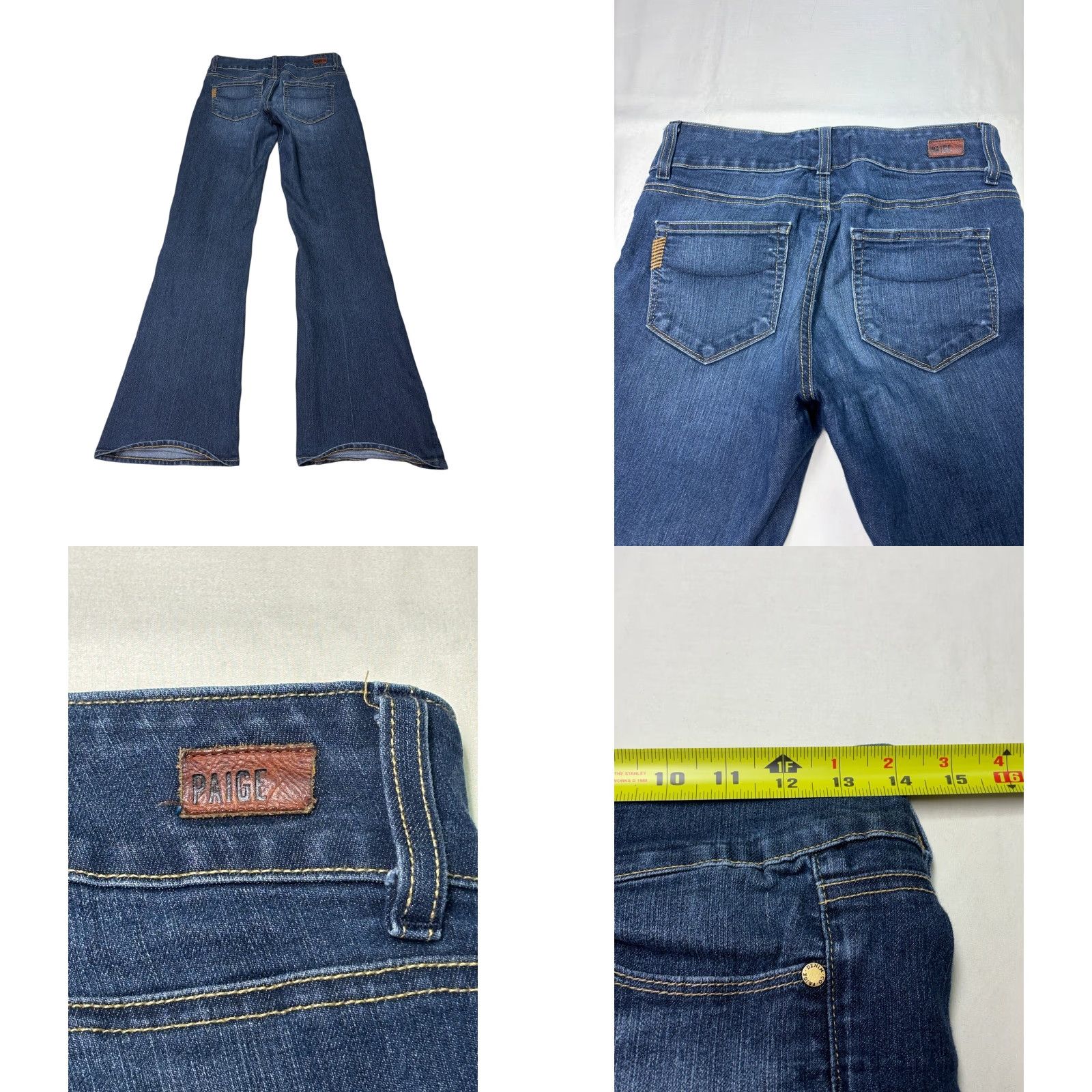 Paige Paige Hidden Hills Petite Flare Jeans Dark Wash Carson WA838 Womens 28X31 USA Size 28" / US 6 / IT 42 - 8 Thumbnail
