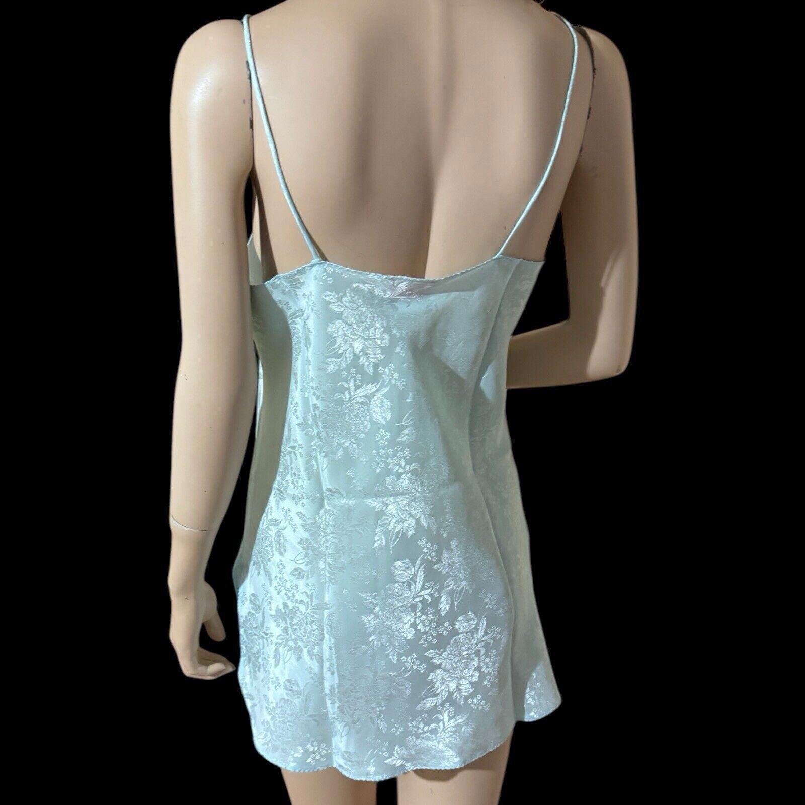 Designer Vintage ROMANTIC MOODS Blue Satin Chemise Nightgown Sz M L Size ONE SIZE - 5 Thumbnail