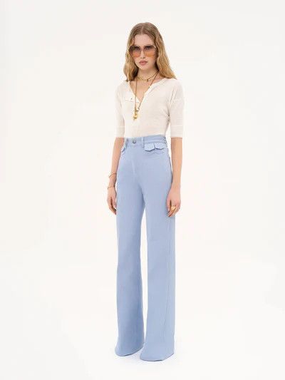 Chloe o1loc1c10326 High-Rise Flare Jeans in Shady Blue Size 27" / US 4 / IT 40 - 2 Thumbnail
