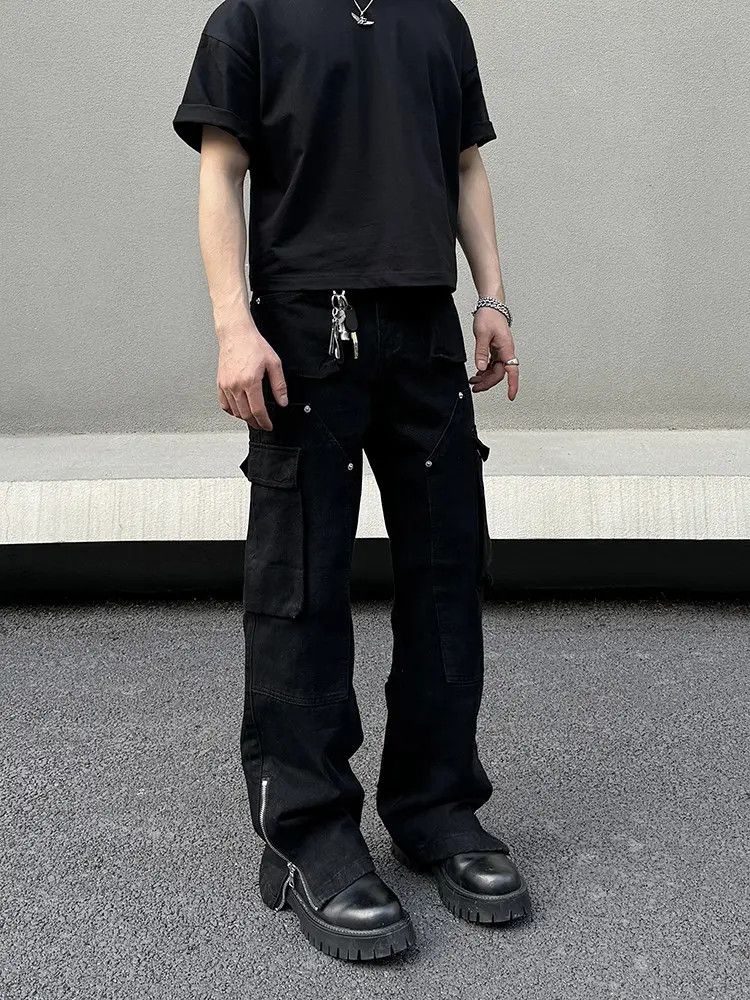 Japanese Brand × Jean Opium Ankle Zip Cargo Stacked Denim Jeans Size US 32 / EU 48 - 4 Thumbnail