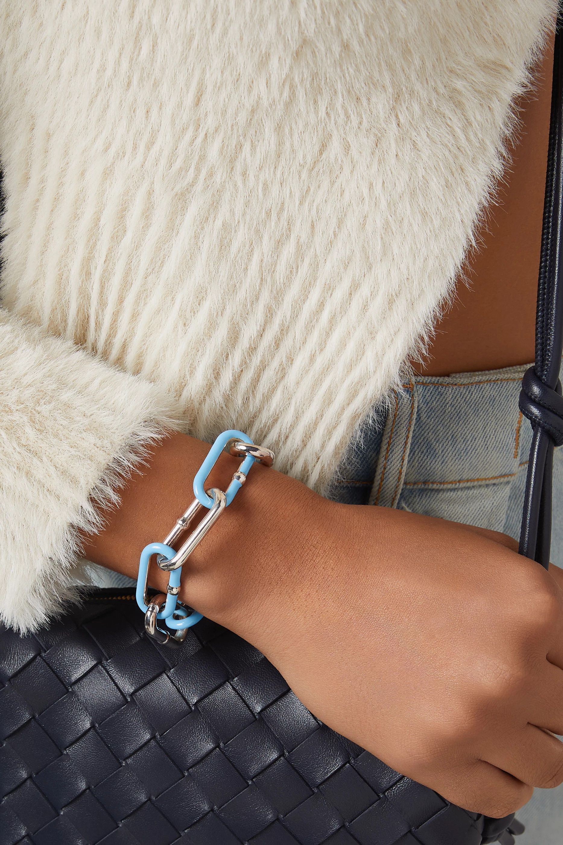 Bottega Veneta BOTTEGA VENETA blue & silver enameled bracelet Medium q Size ONE SIZE - 2 Thumbnail