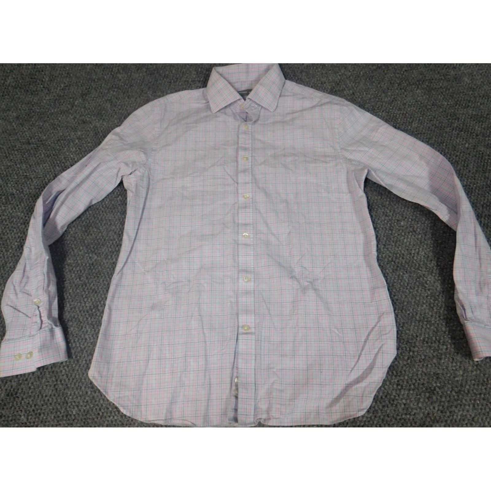 Michael Kors Michael Kors Mens Shirt Medium pink plaid button down slim fit Size US M / EU 48-50 / 2 - 2 Thumbnail