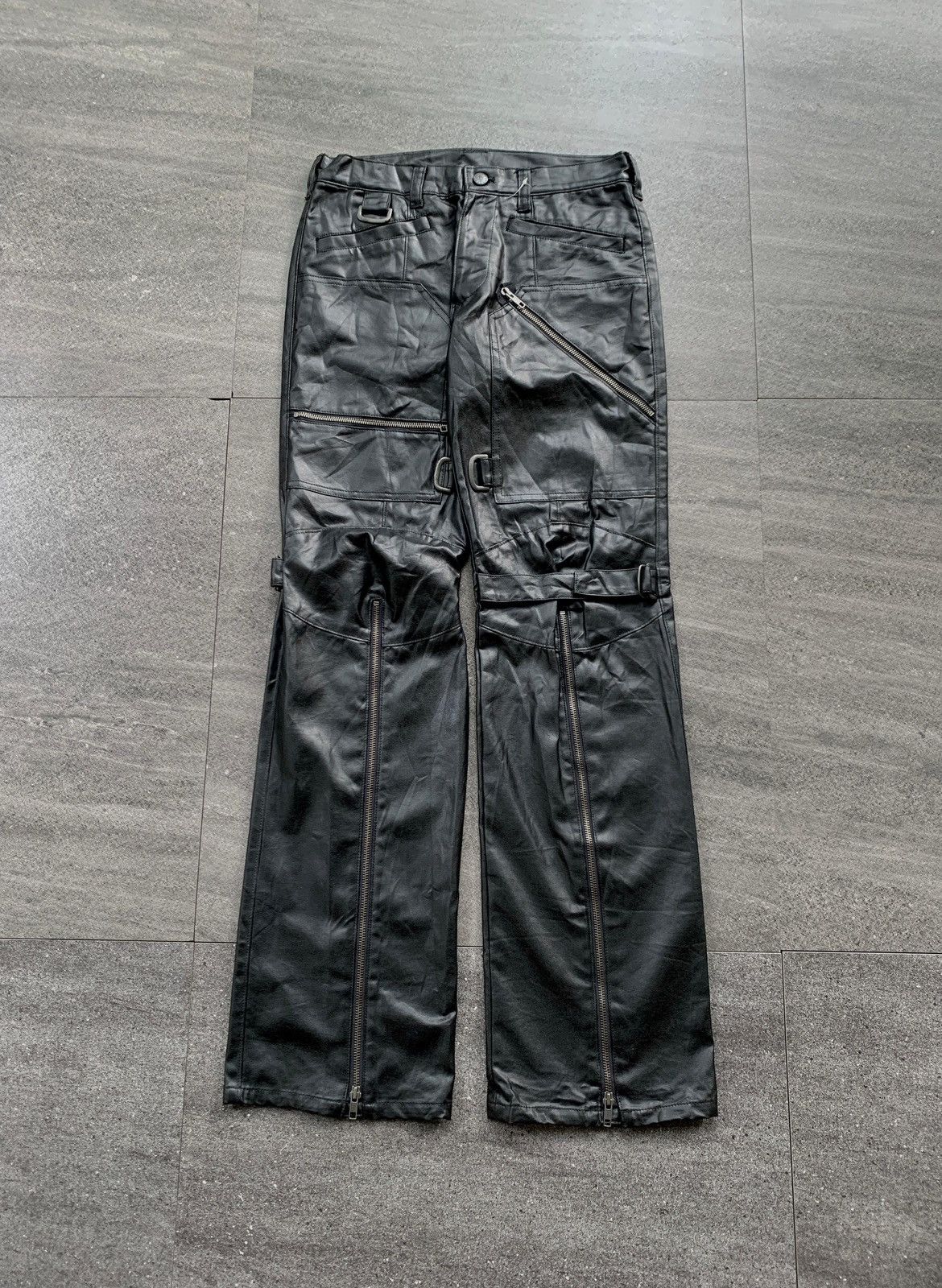 Yoshiyuki Konishi FREE TAX! Bondage Zippered Leather Flared Pants Size US 30 / EU 46 - 2 Thumbnail