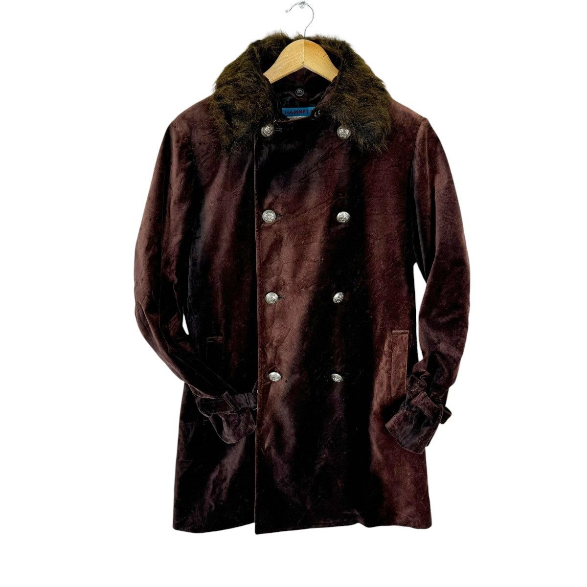 Katharine Hamnett London ☀️HAMNETT DOUBLE BREASTED BUTTON FUT COLLAR COAT JACKET Size M / US 6-8 / IT 42-44 - 2 Thumbnail