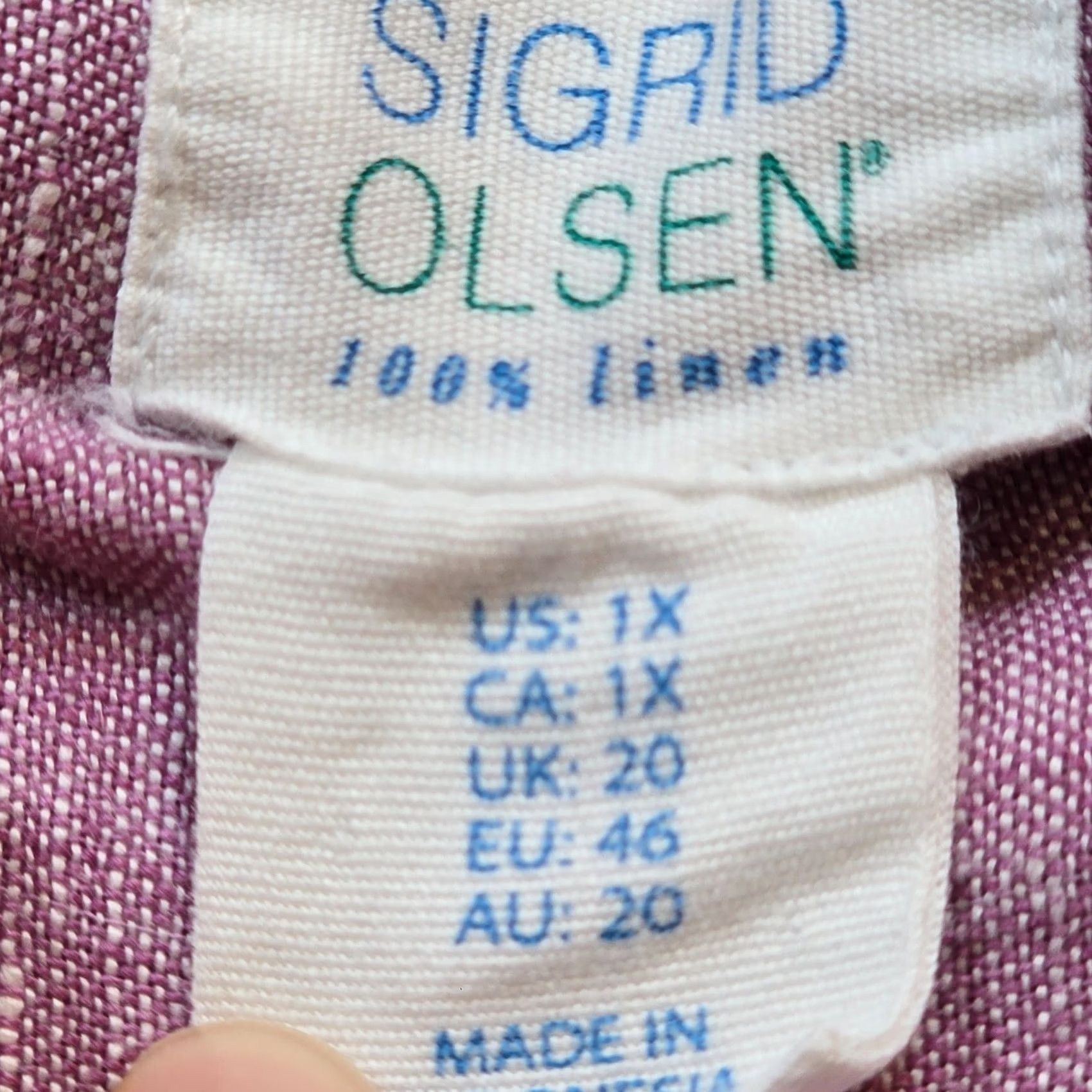 Pinko Sigrid Olsen Top Womens 1X Pink Linen Button Front Beachy Coastal Casual Blouse Shirt Knit Vintage: No Size XL / US 12-14 / IT 48-50 - 3 Thumbnail