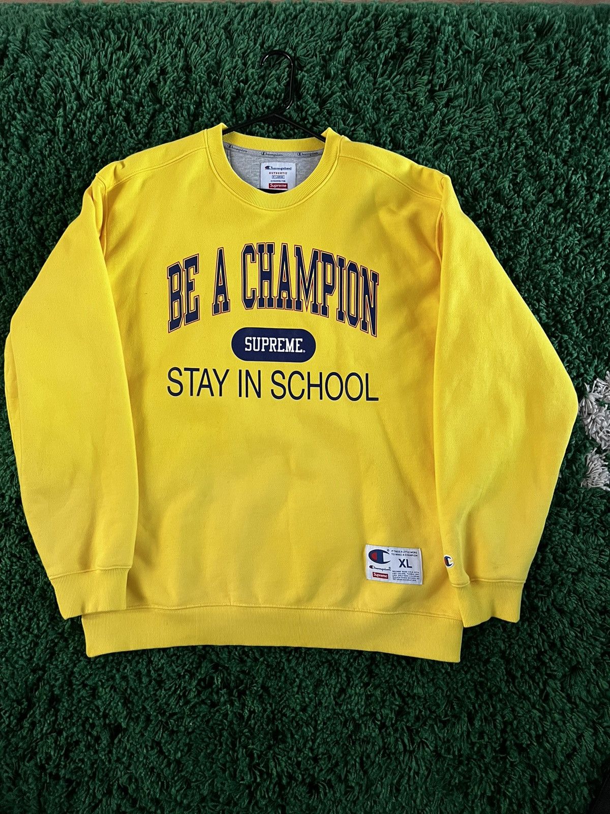 Supreme Supreme x champion stay in school be a champion | Grailed