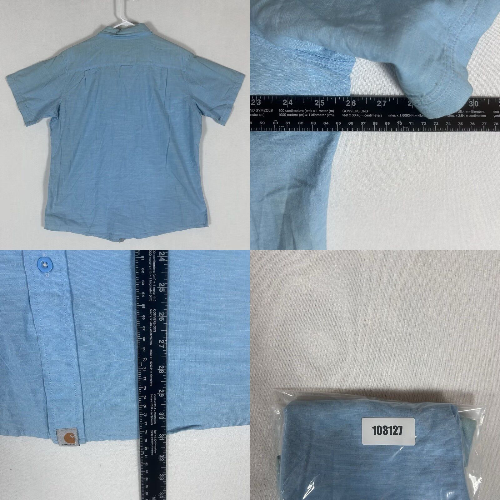 Carhartt Carhartt Short Sleeve Button Up Polo Shirt Mens XL 100% Cotton Blue Work STAINED Size US XL / EU 56 / 4 - 8 Thumbnail