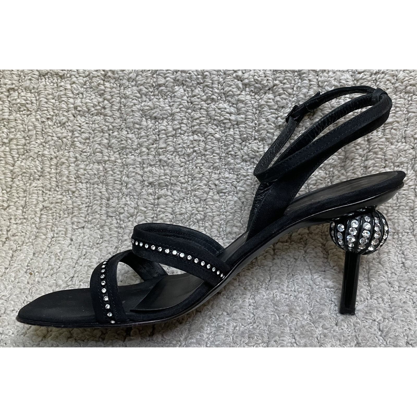 St. John St. John Black Rhinestone Sandals Shoes Womens 7B Evening Size US 7 / IT 37 - 7 Thumbnail