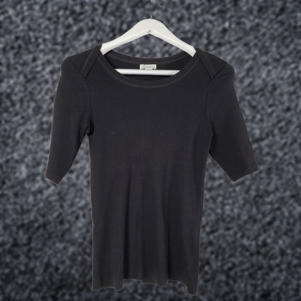 Vintage Sundance Womens Small Black Short Sleeve Ribbed Knit T-Shirt Top Cotton Casual Size S / US 4 / IT 40 - 1 Thumbnail