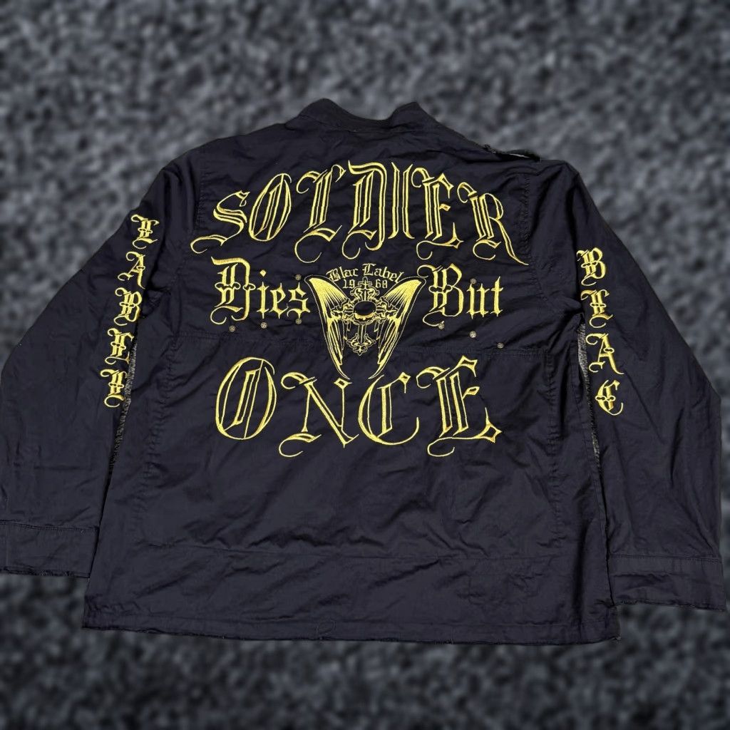 Affliction Blac Label Premium Jacket 4X Mens Black Soldier Dies But Once Military Size US XXL / EU 58 / 5 - 1 Thumbnail