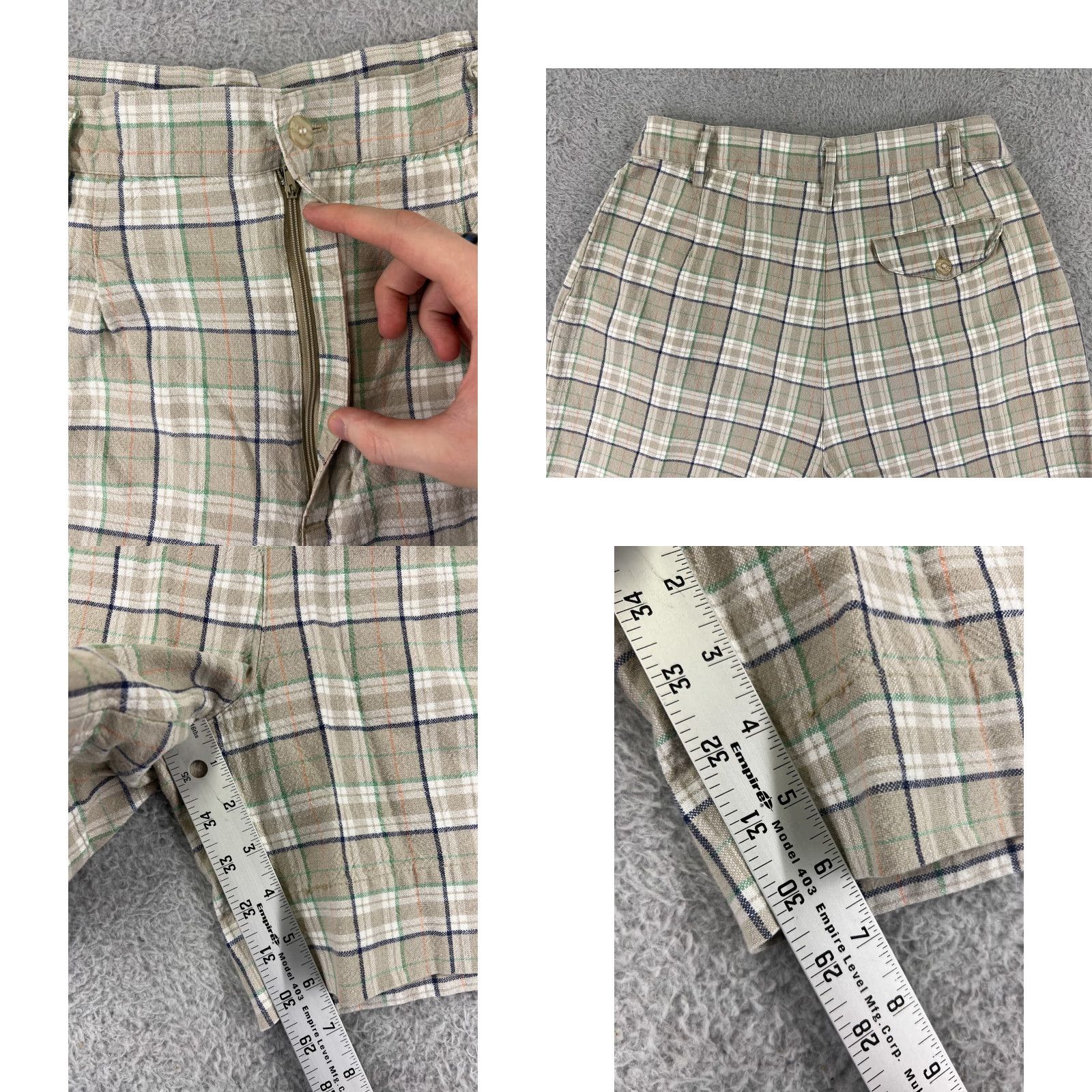 Vintage VINTAGE Ki Ko Mo Shorts Womens 13 Beige Plaid 100% Cotton Pleated Front Zip Fly Bermuda Shorts Women Beige Plaid Cotton 13" Size 34" / US 12 / IT 48 - 8 Thumbnail