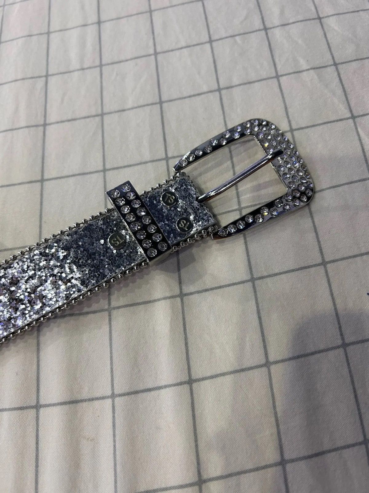 Leather Gorgeous Rhinestone Studded PU Leather Belt Size ONE SIZE - 3 Thumbnail