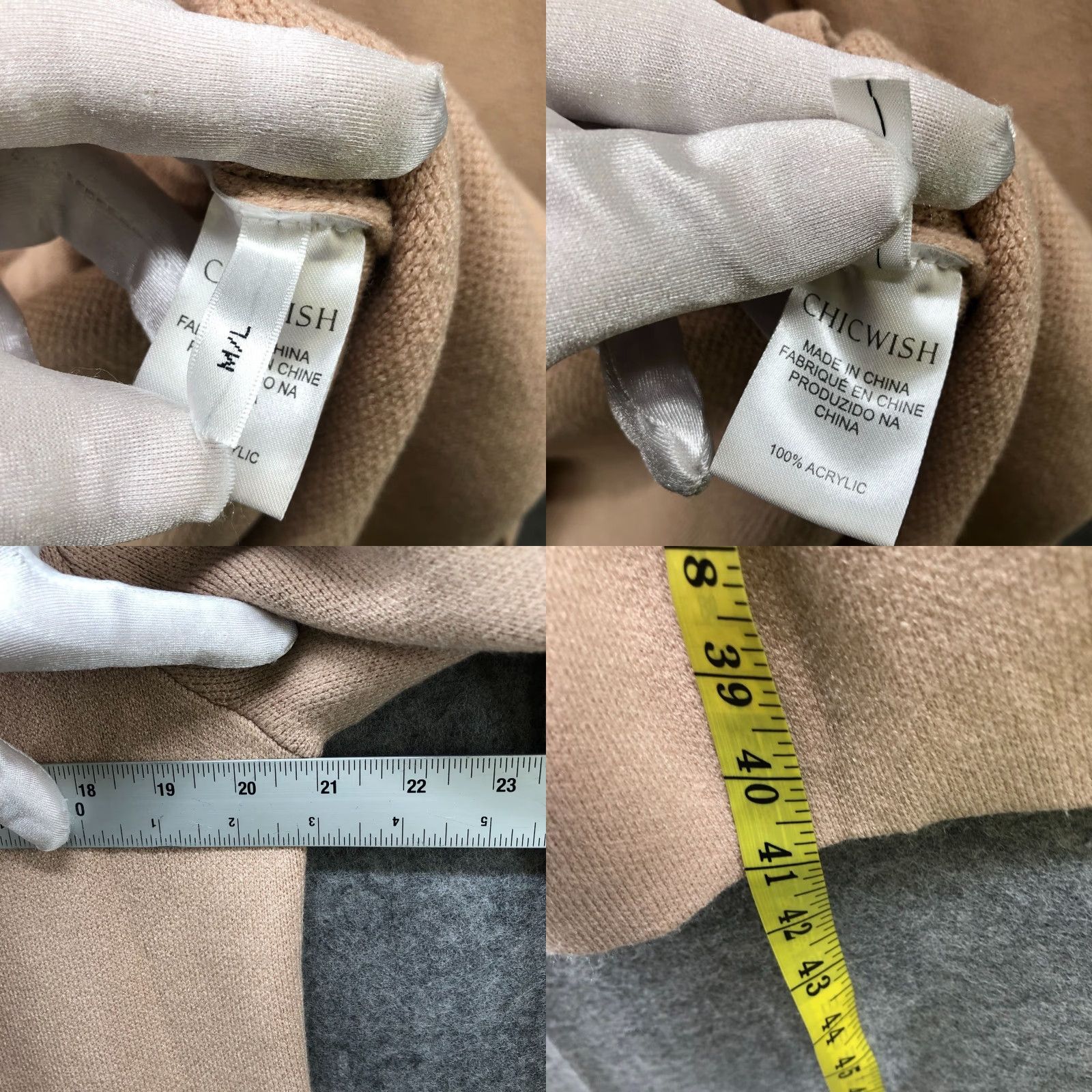 Camel Chicwish Cardigan Duster Open Front Womens L Beige Acrylic Knit Pockets Fall Winter Chicwish Refined Size L / US 10 / IT 46 - 8 Thumbnail