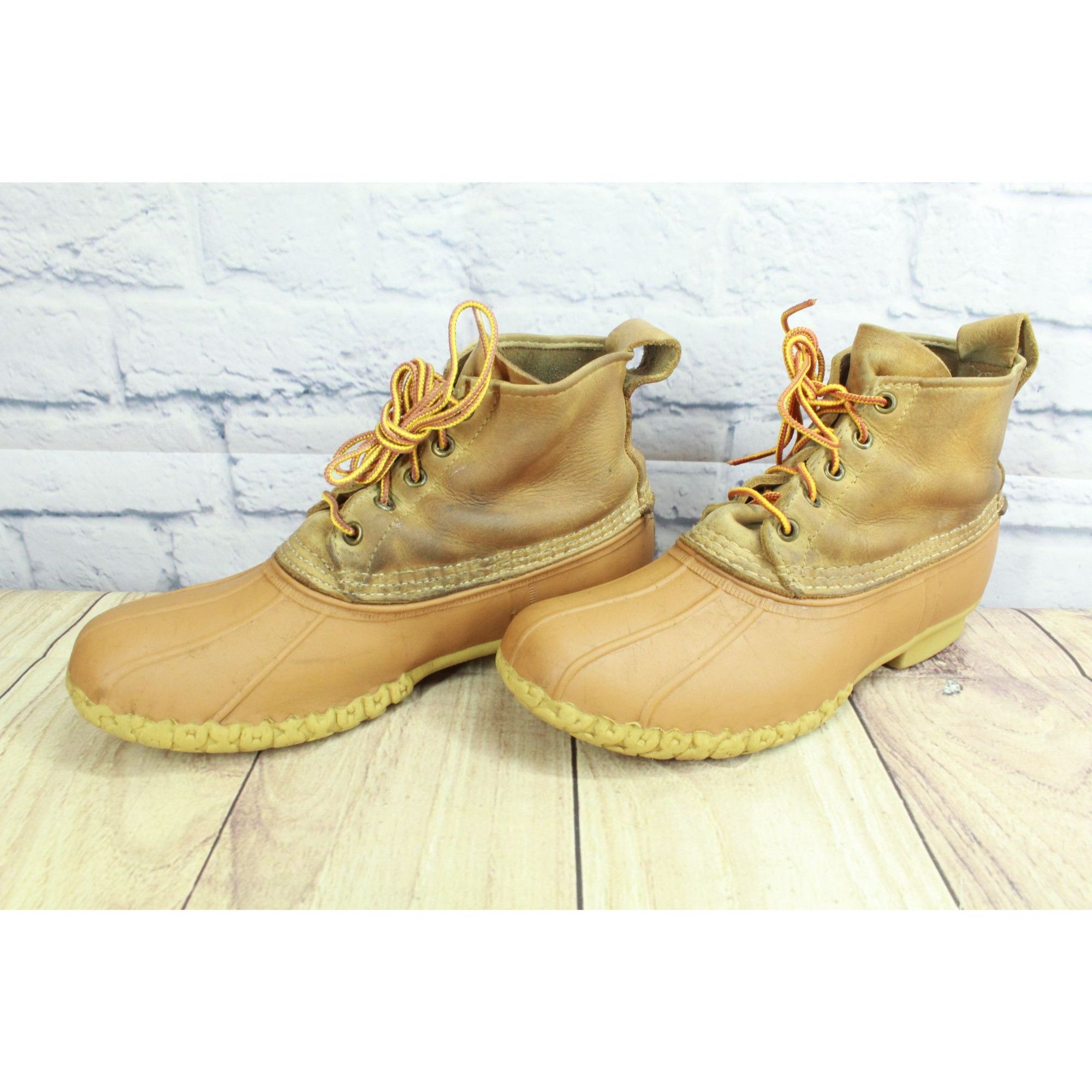 L.L. Bean LL Bean Yellow Leather Lace Up Unlined Ankle Duck Boots Size US 10 / IT 40 - 2 Thumbnail