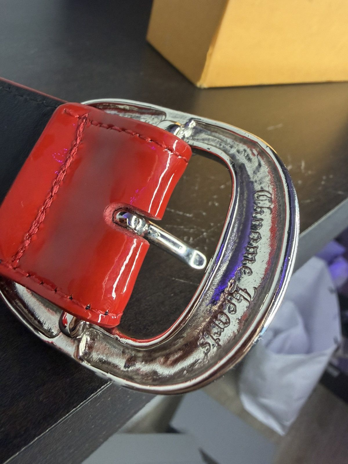 Chrome Hearts Chrome Hearts Patent Red Studded Gunslinger Belt Size 36 - 5 Thumbnail