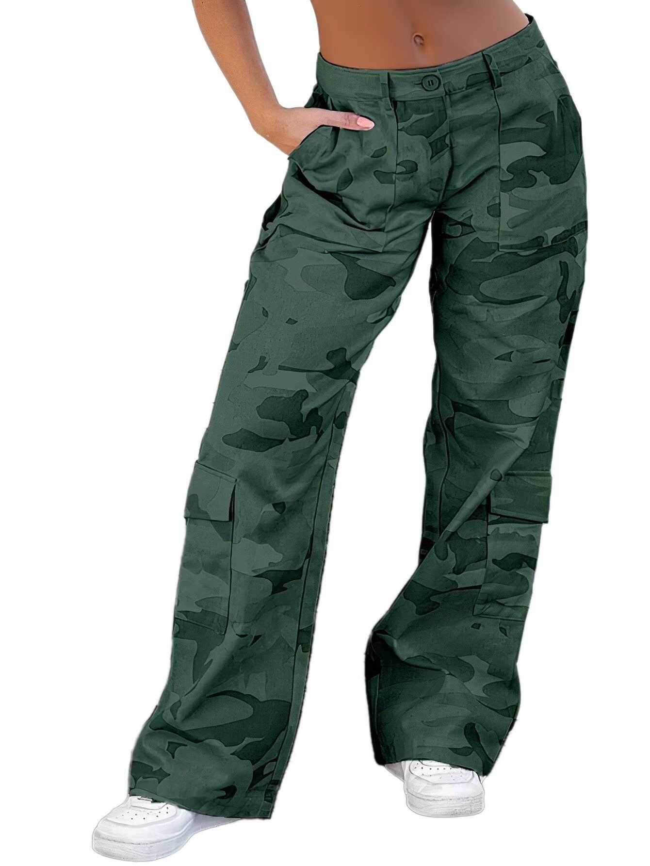 Other Women Baggy Wide Leg Mid Waist Causal Y2K Pants with Pockets Size US 34 / EU 50 - 3 Thumbnail
