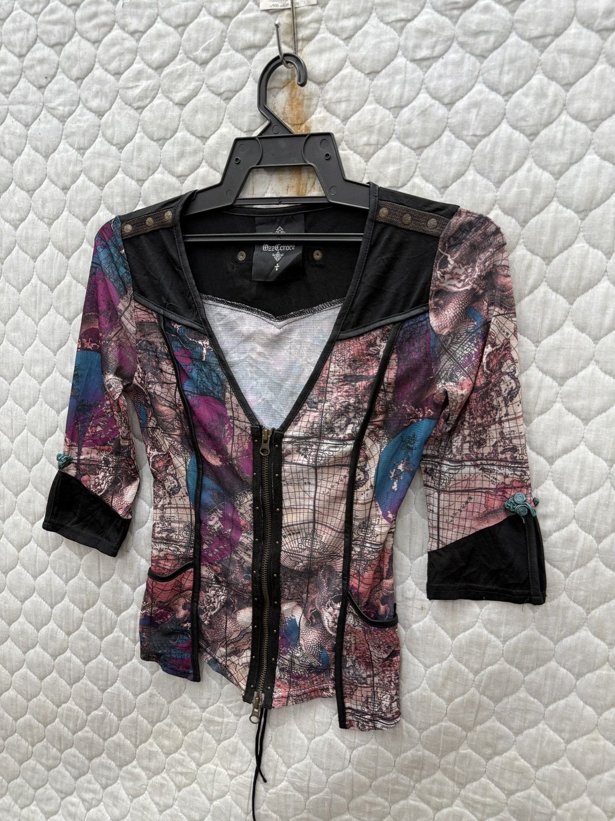 14th Addiction 🔥🔥🔥ARCHIVE OZZ CROCE ZIP UP GOTHIC BLOUSE Size S / US 4 / IT 40 - 2 Thumbnail