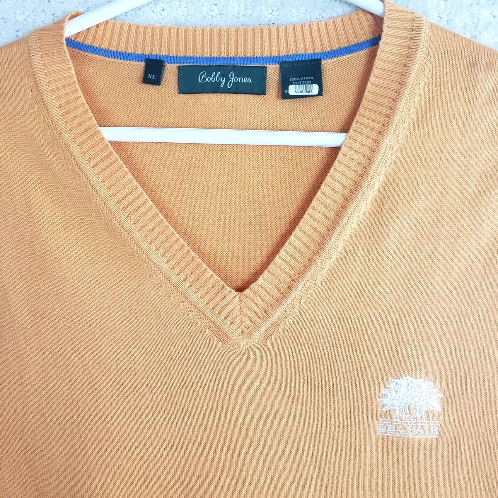 Vintage Bobby Jones Sweater Vest Mens XL Peach Coral V-neck Pullover Belfair Logo Size US L / EU 52-54 / 3 - 3 Thumbnail